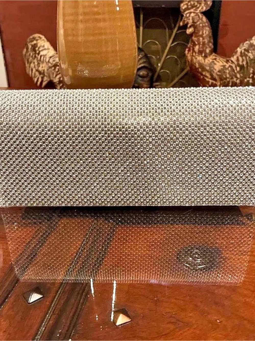 Silver Rhinestone Clutch Like New - Picture 6 of 9
